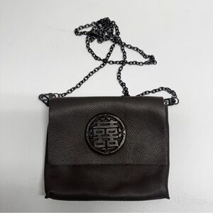 evoke Elegant brown/ charcoal Leather Crossbody mini Bag